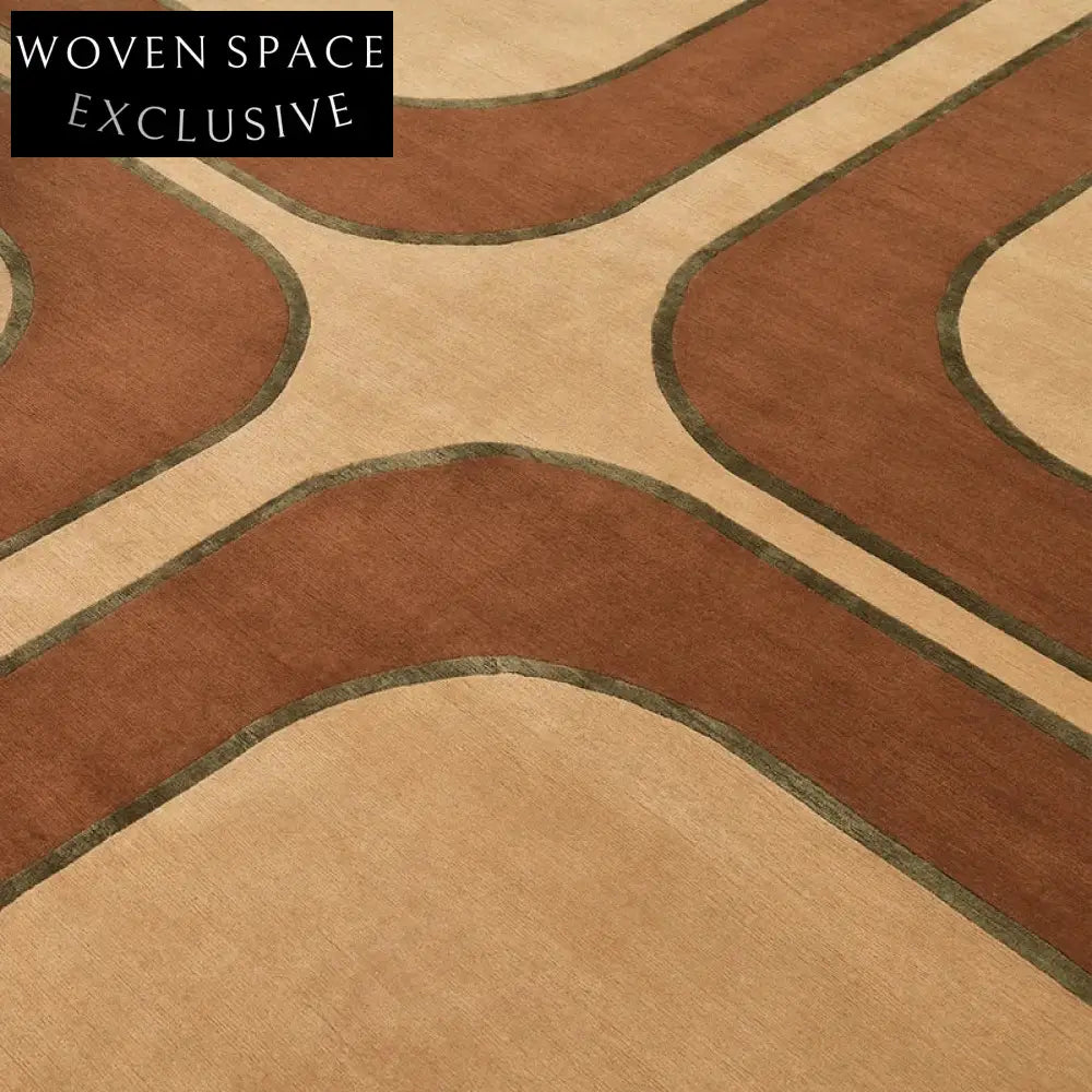 Modern Minimalist Geometric Pattern Area Rug, High-End Polyester Wilton Bedroom Carpet