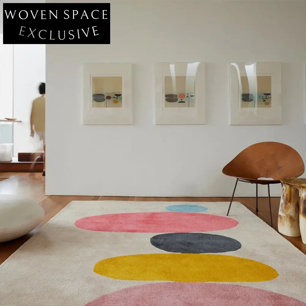 Modern Minimalist Geometric Polyester Area Rug for Bedroom & Living Room Floor