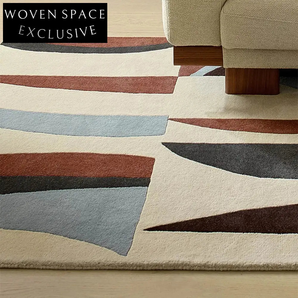 Modern Minimalist Geometric Polyester Area Rug for Living Room & Bedroom