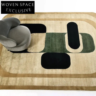 Modern Minimalist Geometric Polyester Area Rug for Living Room Bedroom Decor