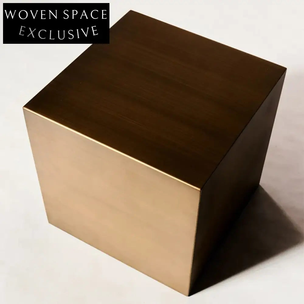 Modern Minimalist Golden Stainless Steel Cube Side Coffee Table for Living Room