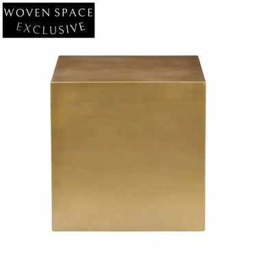 Modern Minimalist Golden Stainless Steel Cube Side Coffee Table for Living Room
