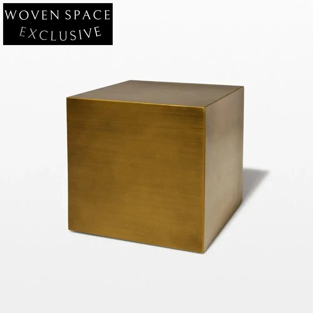 Modern Minimalist Golden Stainless Steel Cube Side Coffee Table for Living Room