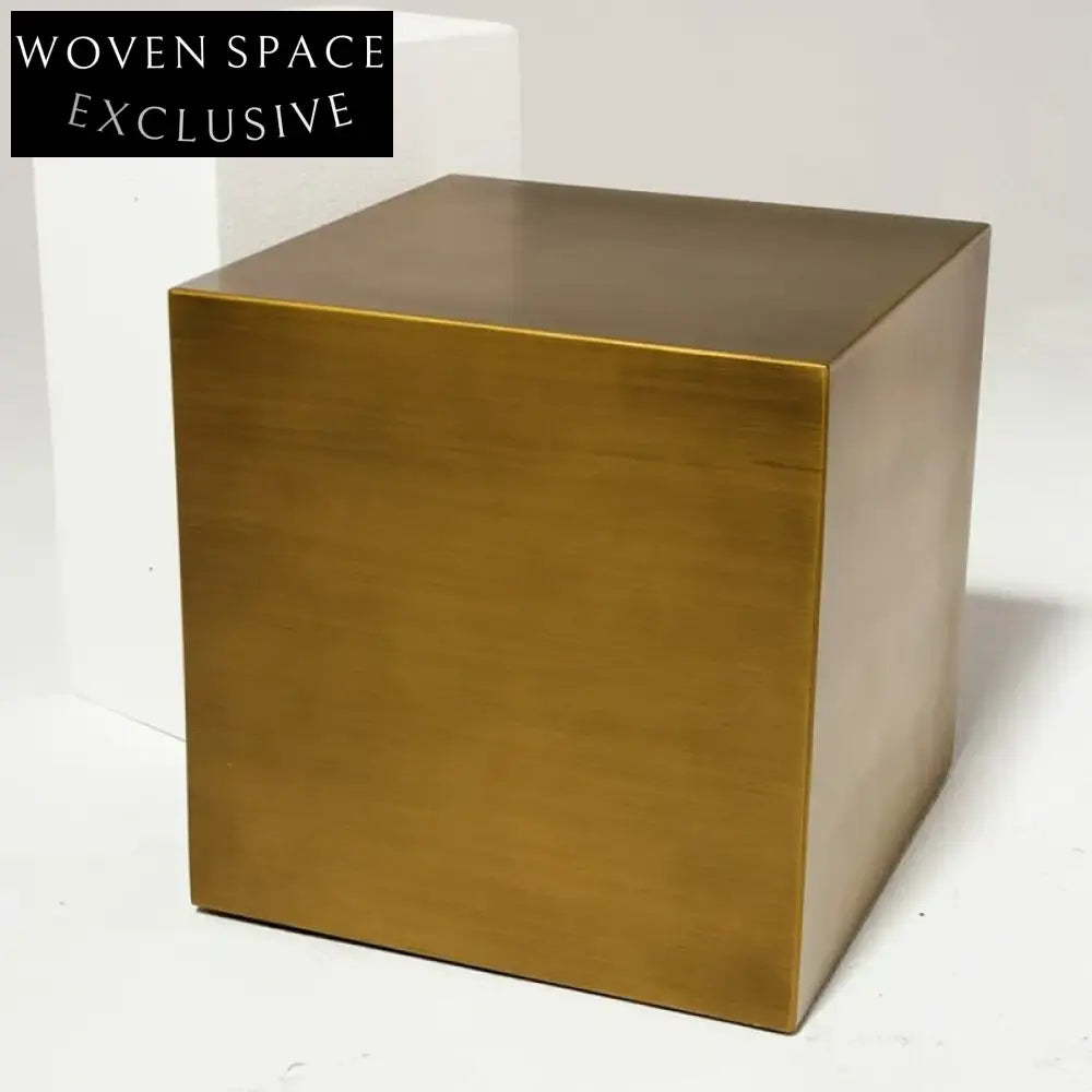 Modern Minimalist Golden Stainless Steel Cube Side Coffee Table for Living Room