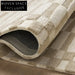 Modern Minimalist Handmade Cream Grid Area Rug for Living Room & Bedroom