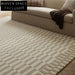 Modern Minimalist Handmade Cream Grid Area Rug for Living Room & Bedroom