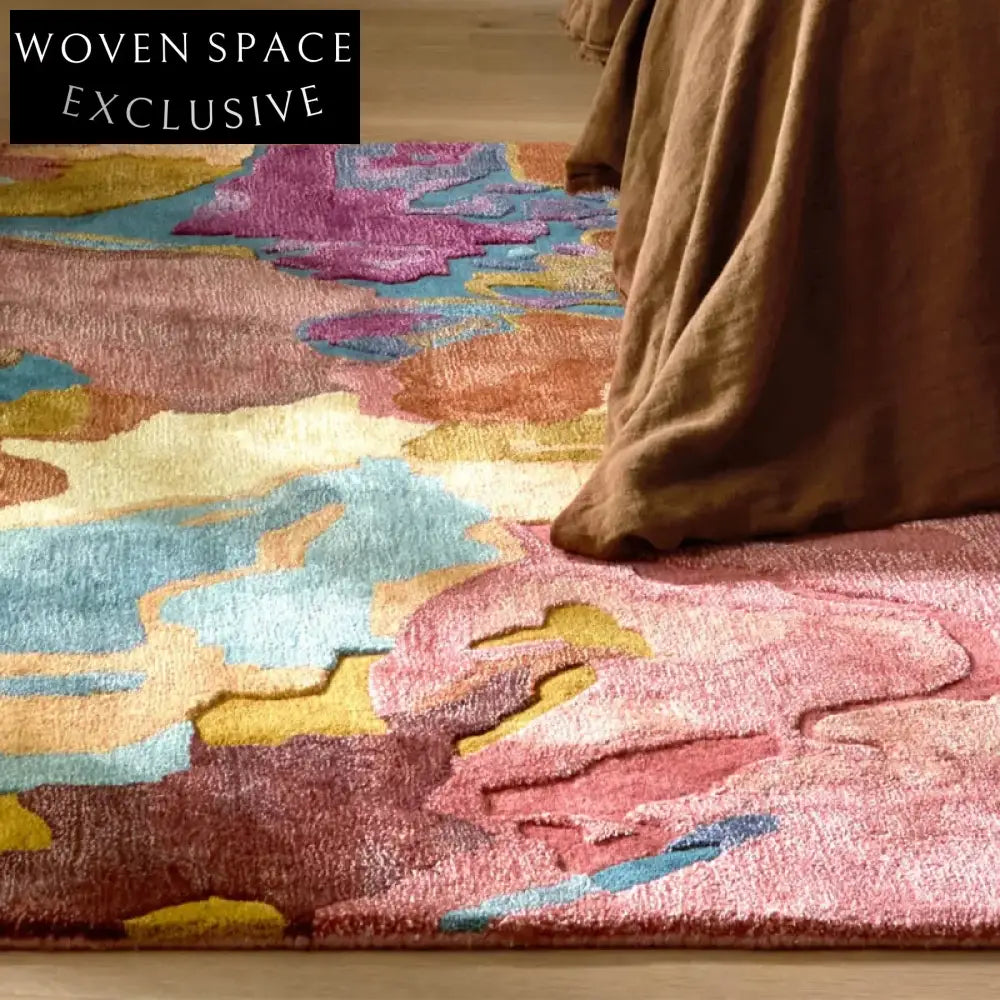 Modern Minimalist Handmade Polyester Geometric Area Rug for Home Living Room