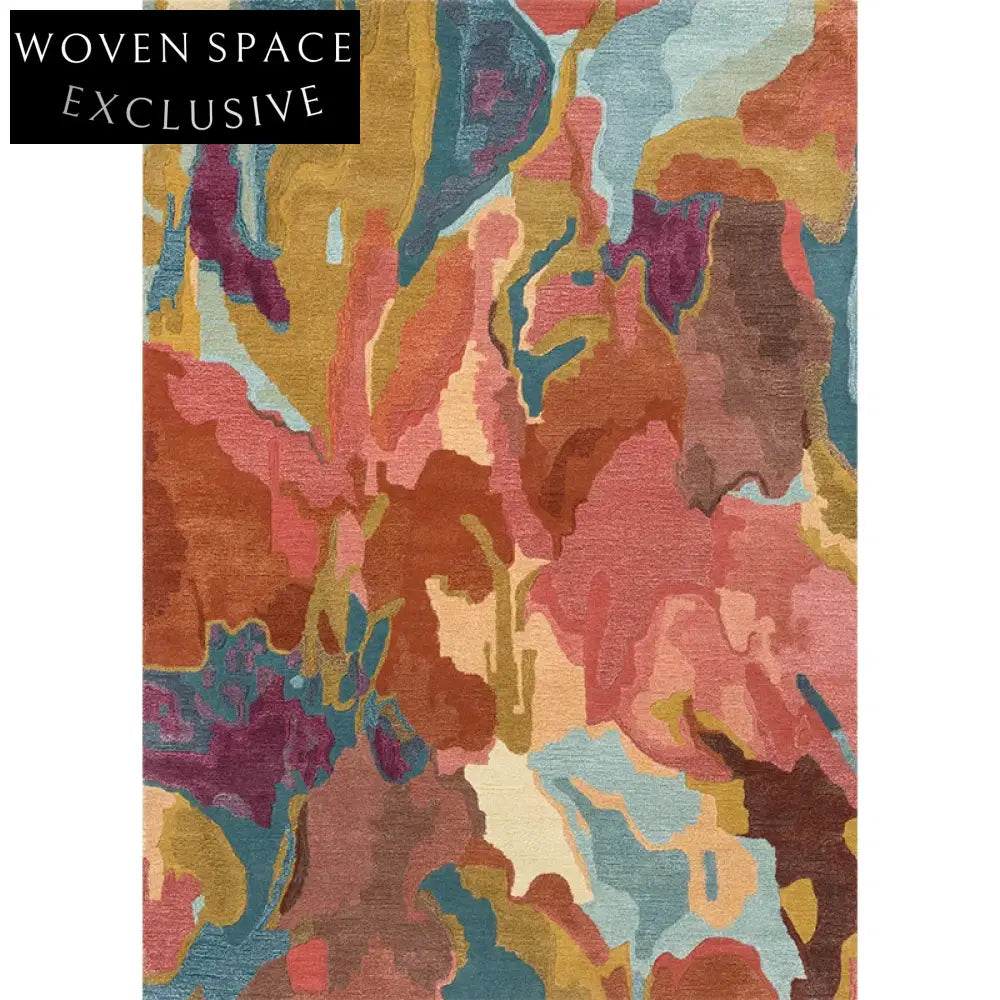 Modern Minimalist Handmade Polyester Geometric Area Rug for Home Living Room