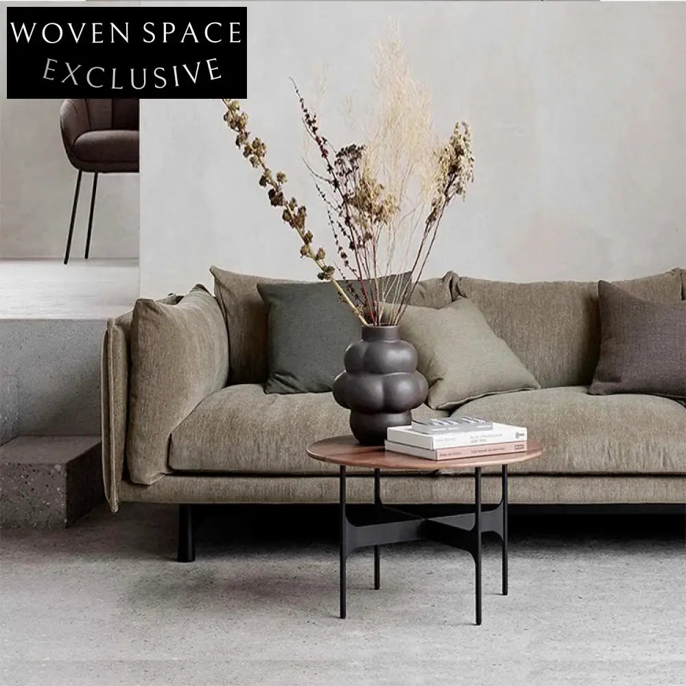 Modern Minimalist I-Shape Linen Fabric Sofa for Small Apartments Living Room