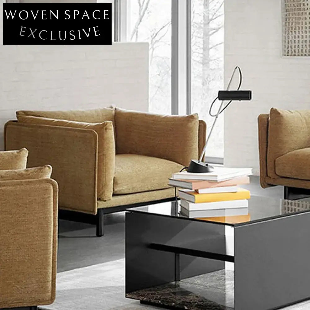 Modern Minimalist I-Shape Linen Fabric Sofa for Small Apartments Living Room