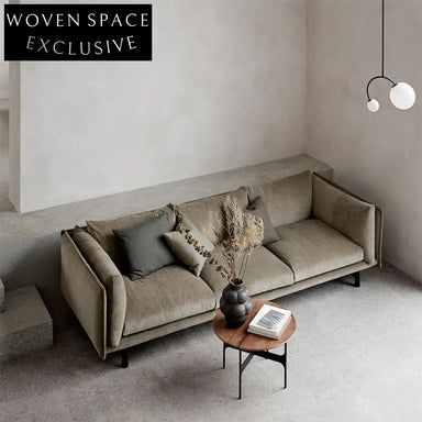 Modern Minimalist I-Shape Linen Fabric Sofa for Small Apartments Living Room