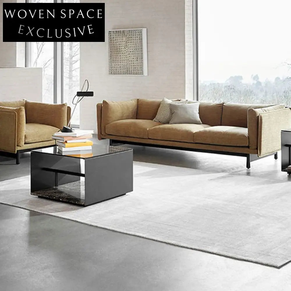 Modern Minimalist I-Shape Linen Fabric Sofa for Small Apartments Living Room