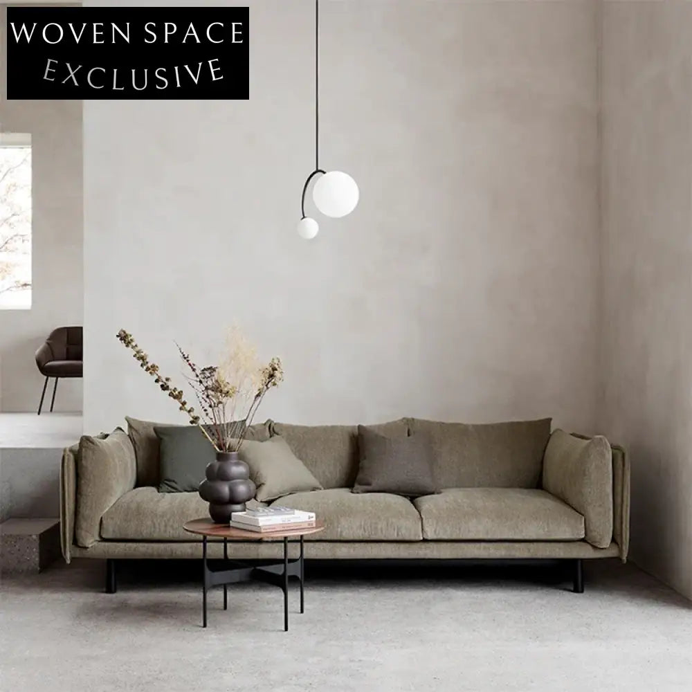 Modern Minimalist I-Shape Linen Fabric Sofa for Small Apartments Living Room