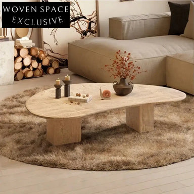 Modern Minimalist Irregular Natural Travertine Smooth Living Room Coffee Table