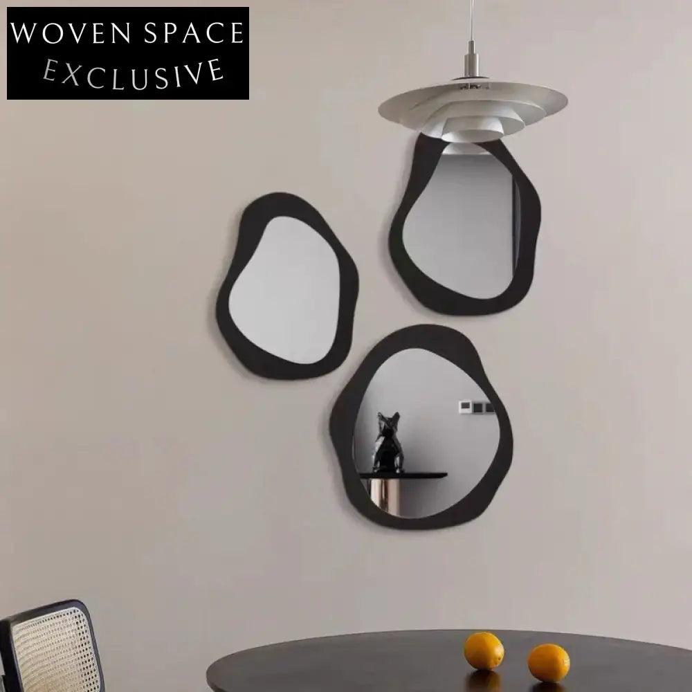 Modern Minimalist Irregular Wood Frame Decorative Wall Mounted Mirror