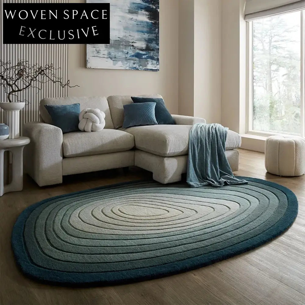 Modern Minimalist Irregular Wool Area Rug for Living Room Bedroom Decor