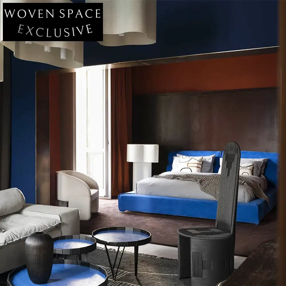 Modern Minimalist King Size Fabric Upholstered Plush Comfort Soft Bed