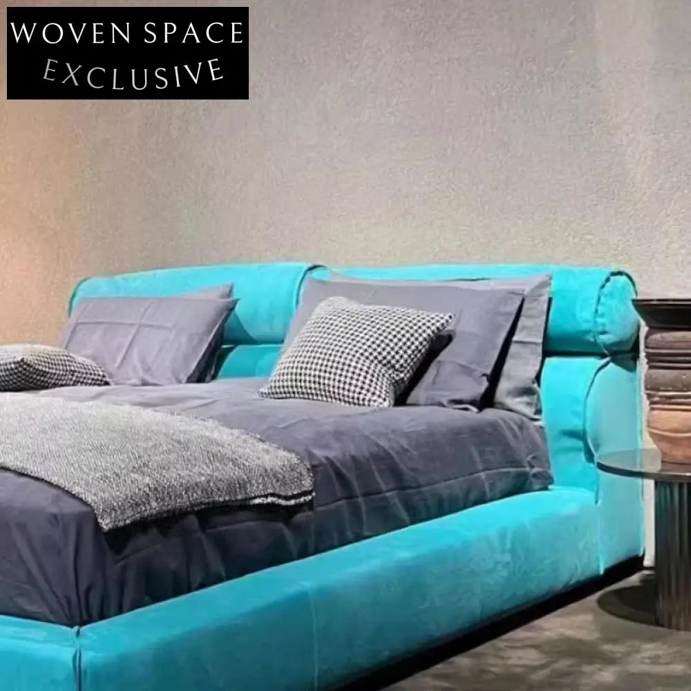 Modern Minimalist King Size Fabric Upholstered Plush Comfort Soft Bed