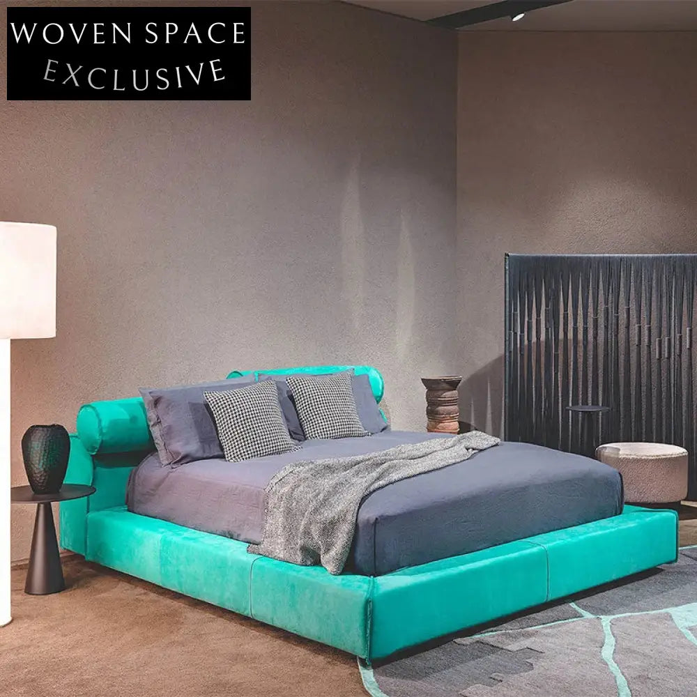 Modern Minimalist King Size Fabric Upholstered Plush Comfort Soft Bed