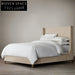 Modern Minimalist Linen Fabric High Headboard Soft Upholstered Bed Frame