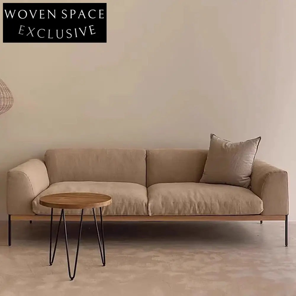 Modern Minimalist Linen Fabric Sofa with Metal Legs for Living Room