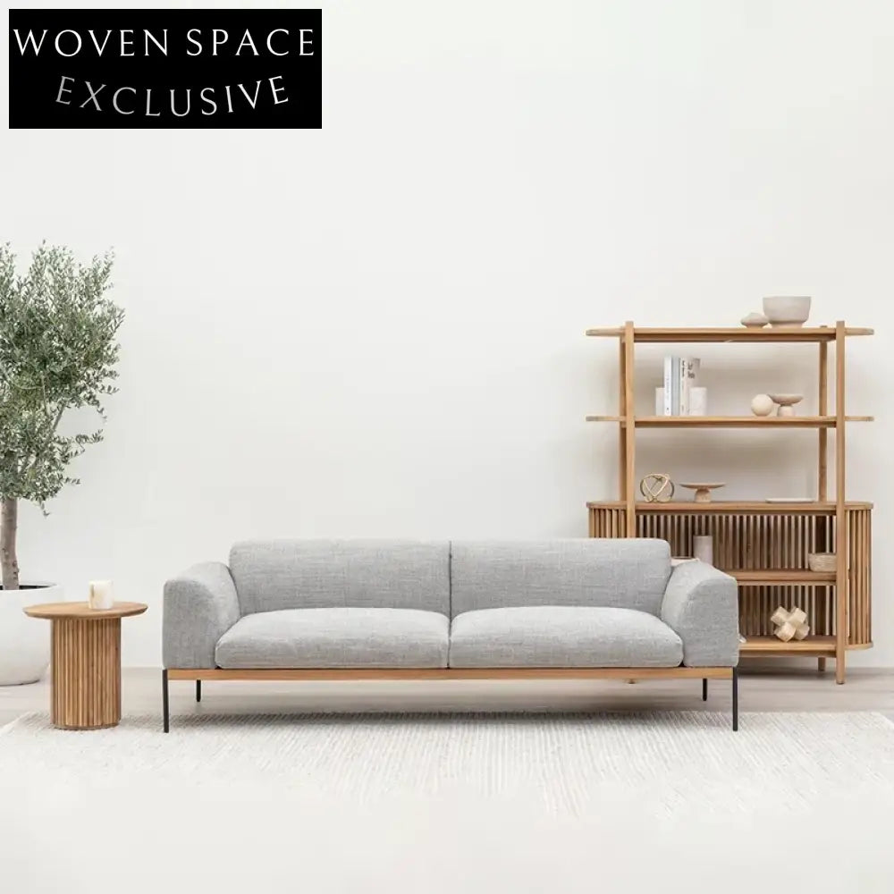 Modern Minimalist Linen Fabric Sofa with Metal Legs for Living Room