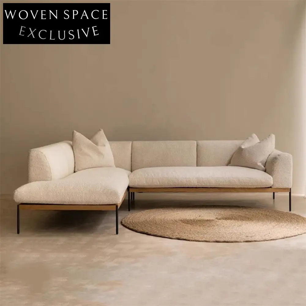 Modern Minimalist Linen Fabric Sofa with Metal Legs for Living Room
