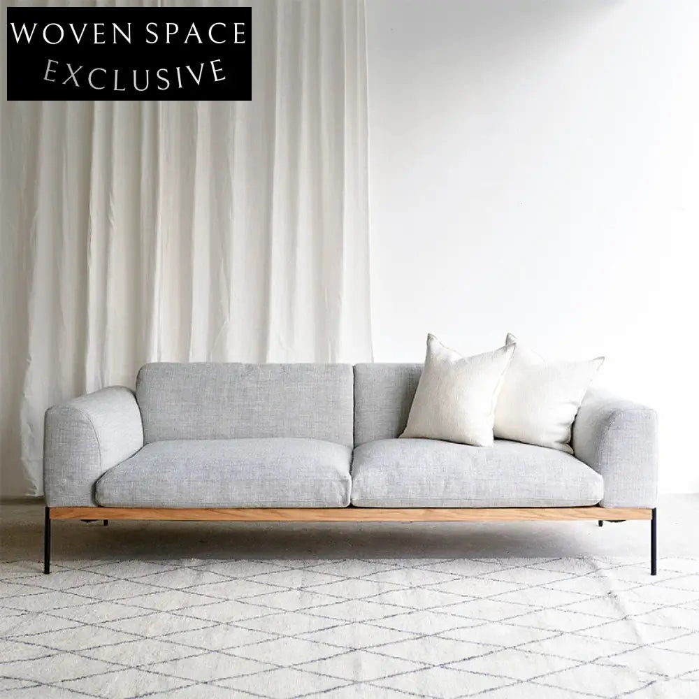 Modern Minimalist Linen Fabric Sofa with Metal Legs for Living Room