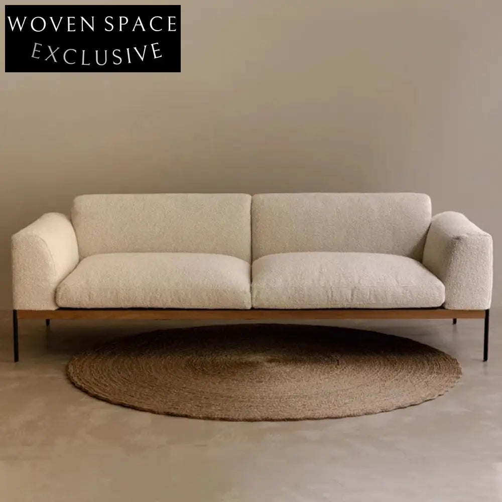 Modern Minimalist Linen Fabric Sofa with Metal Legs for Living Room