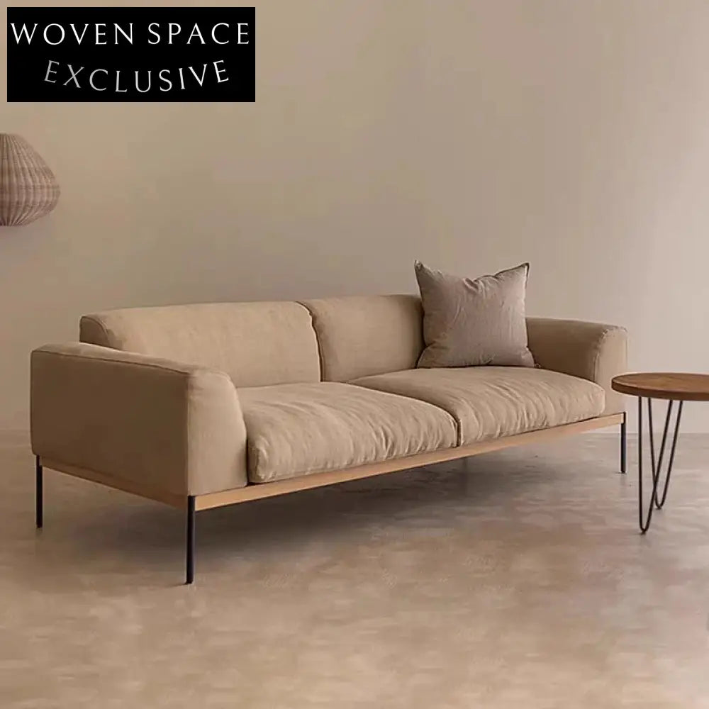 Modern Minimalist Linen Fabric Sofa with Metal Legs for Living Room