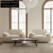 Modern Minimalist Linen Fabric Wood Frame Double Seat Cozy Living Room Sofa
