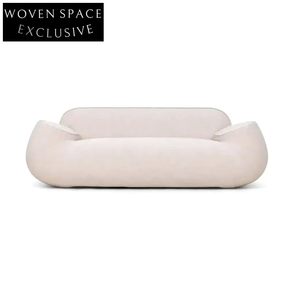 Modern Minimalist Linen Fabric Wood Frame Double Seat Cozy Living Room Sofa