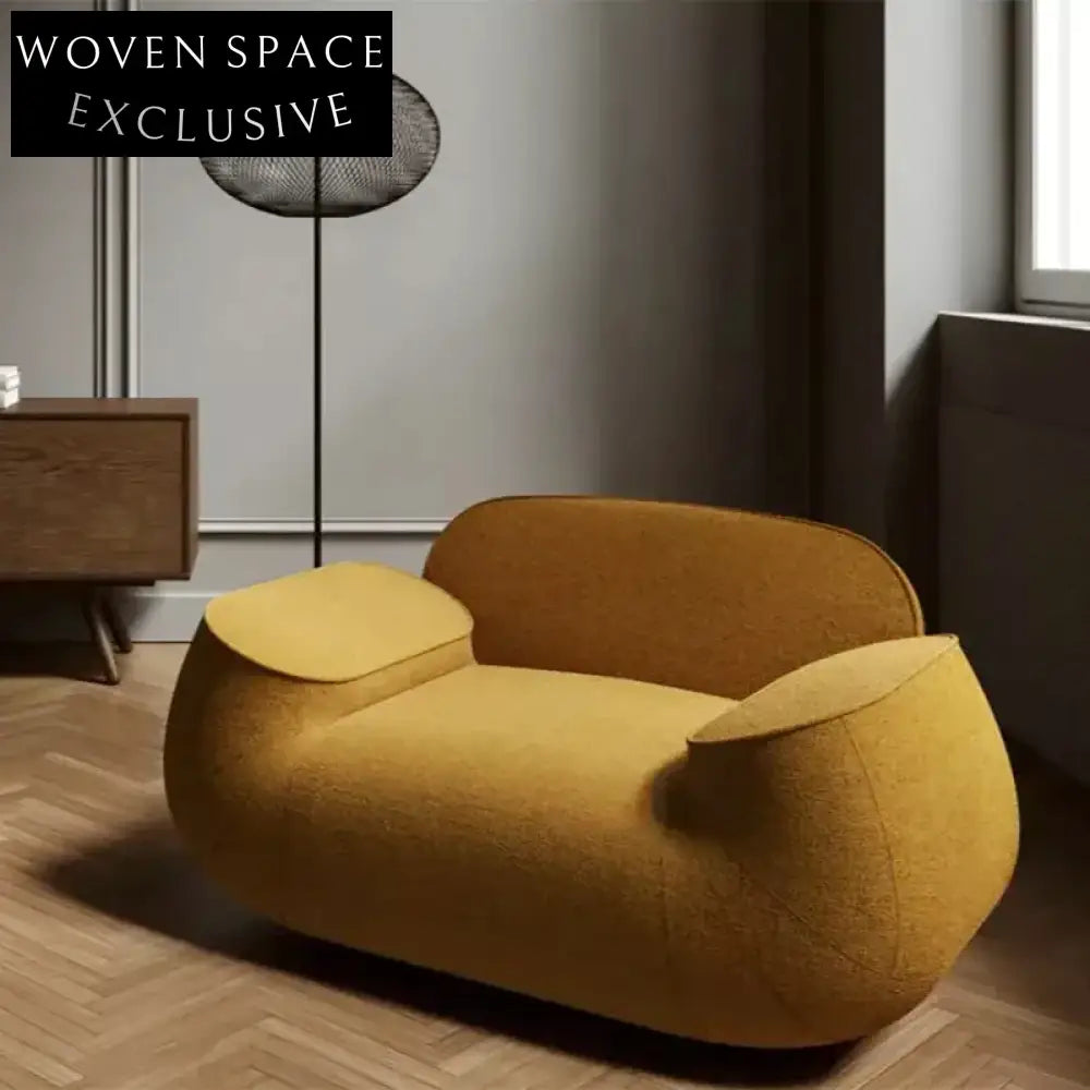 Modern Minimalist Linen Fabric Wood Frame Double Seat Cozy Living Room Sofa