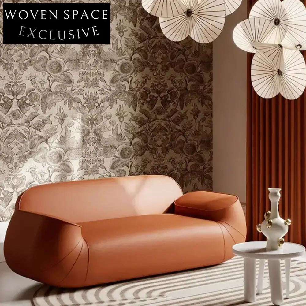 Modern Minimalist Linen Fabric Wood Frame Double Seat Cozy Living Room Sofa