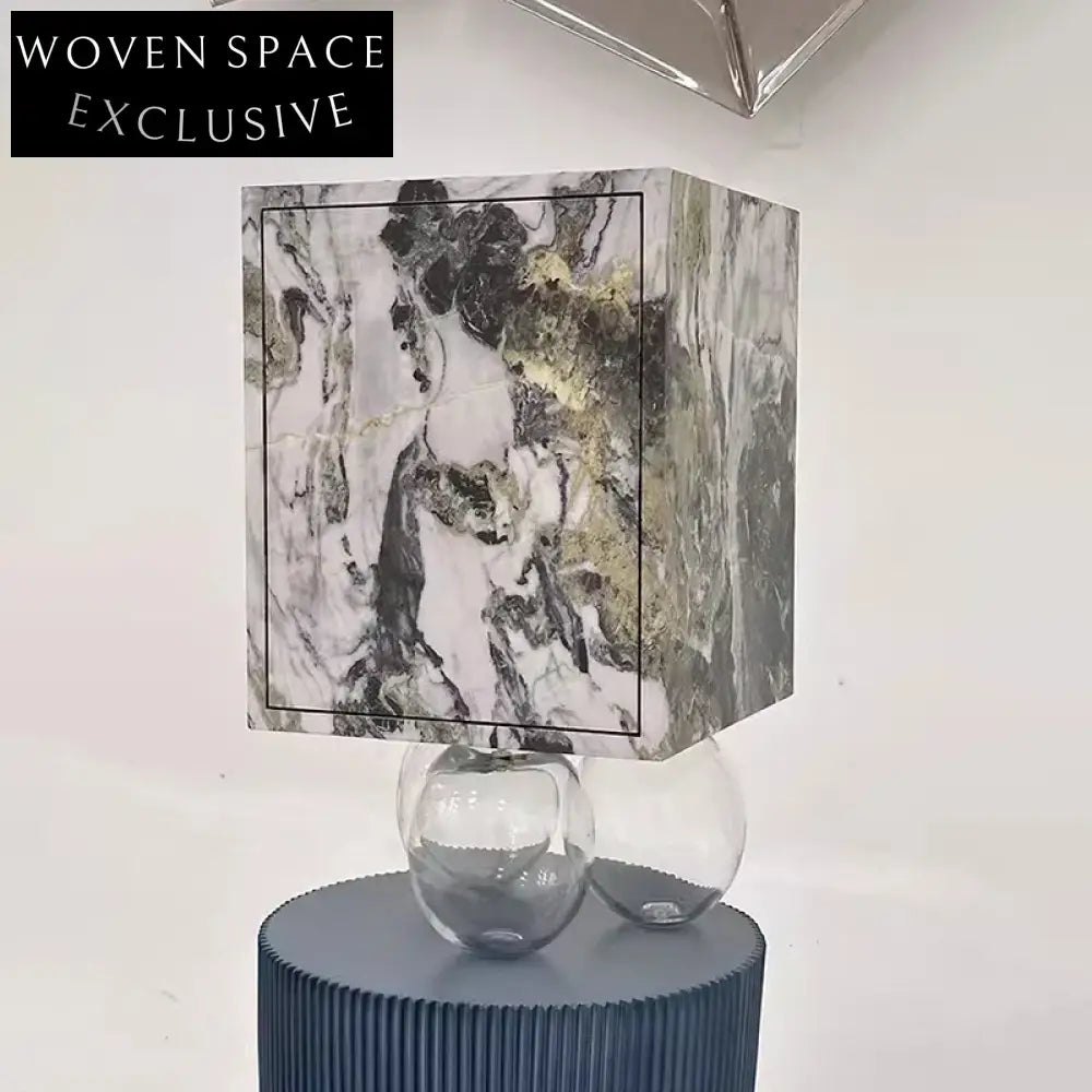 Modern Minimalist Marble Accent Storage Nightstand for Living Room Bedroom