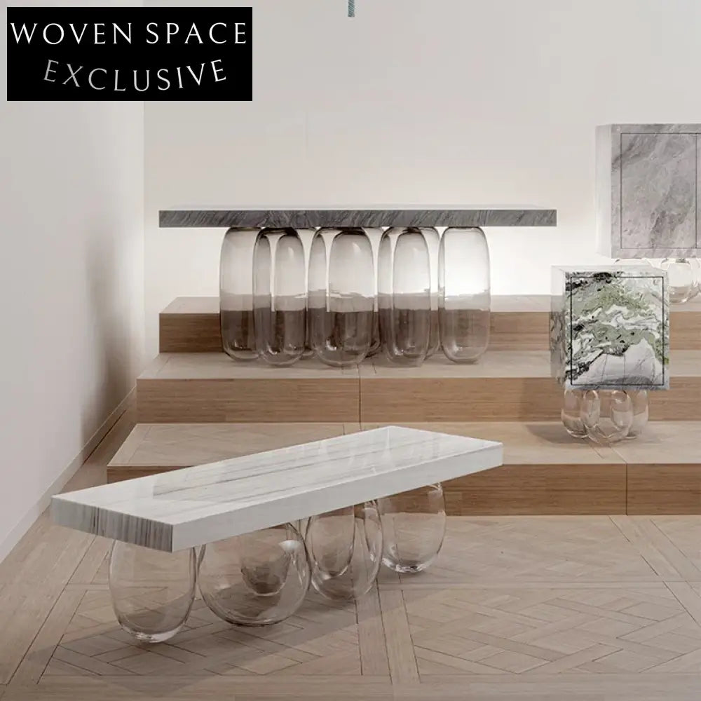 Modern Minimalist Marble Accent Storage Nightstand for Living Room Bedroom