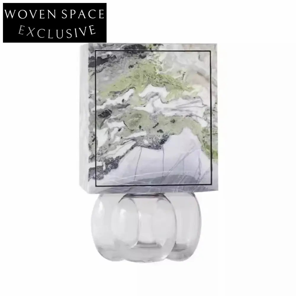Modern Minimalist Marble Effect Storage Nightstand for Bedroom Living Room Table