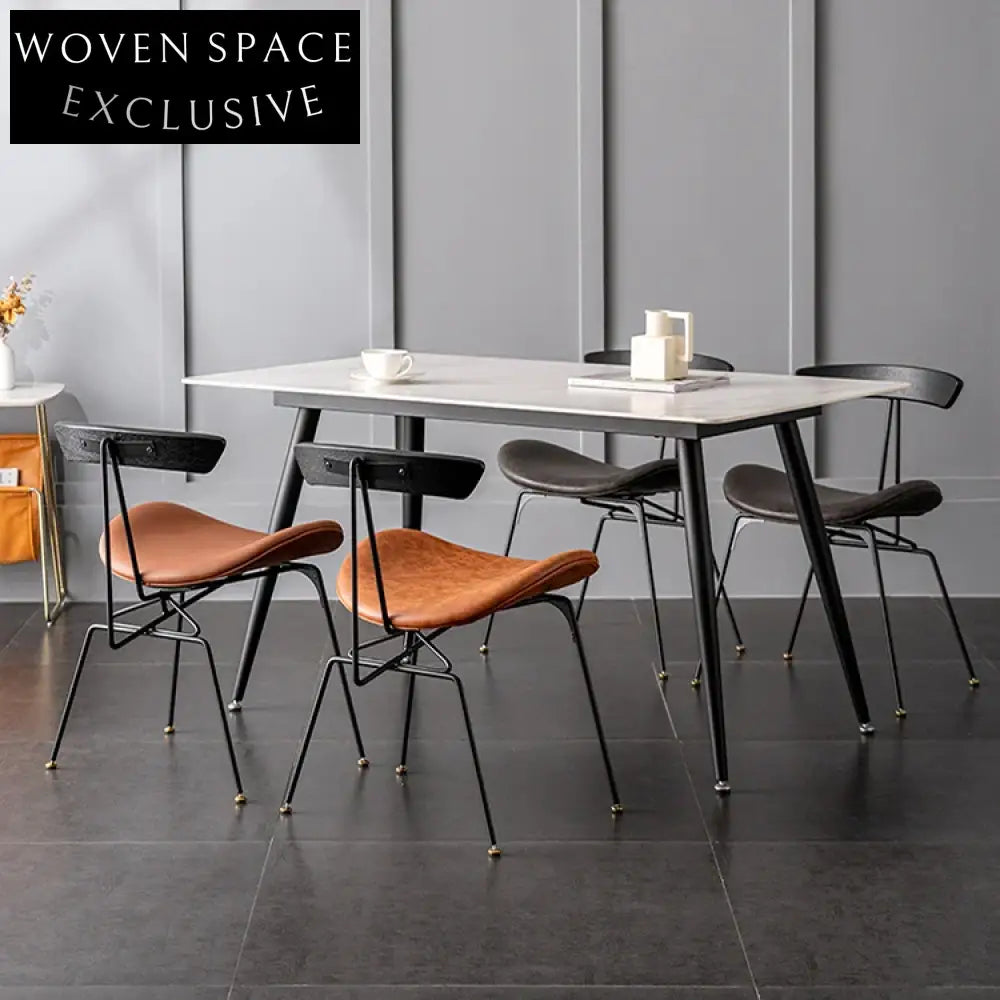 Modern Minimalist Metal Dining Chair with Plush Cushion for Home Restaurant Seating