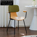 Modern Minimalist Metal Frame Dining Chair with Comfortable Solid Wood Seat