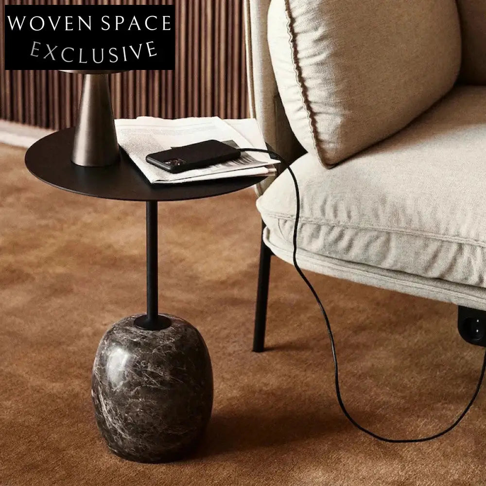 Modern Minimalist Metal Round Coffee Table with Elegant Marble Base