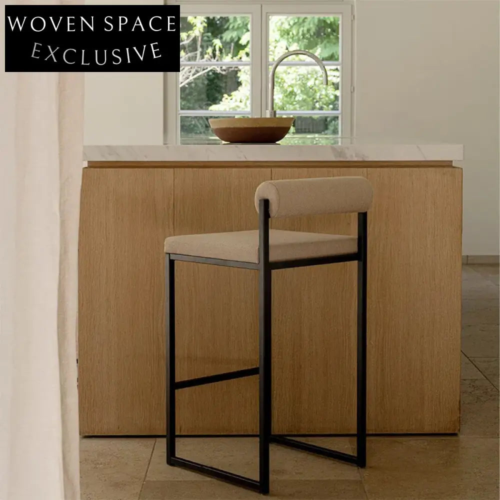 Modern Minimalist Metal Velvet Counter Height Bar Stool for Kitchen Island