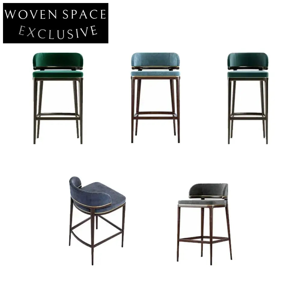 Modern Minimalist Nordic Fabric Bar Stool with Wood Base for Elegant Homes