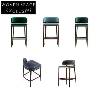 Modern Minimalist Nordic Fabric Bar Stool with Wood Base for Elegant Homes