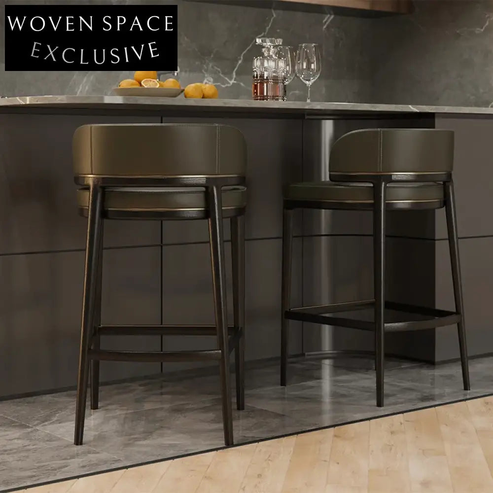 Modern Minimalist Nordic Fabric Bar Stool with Wood Base for Elegant Homes