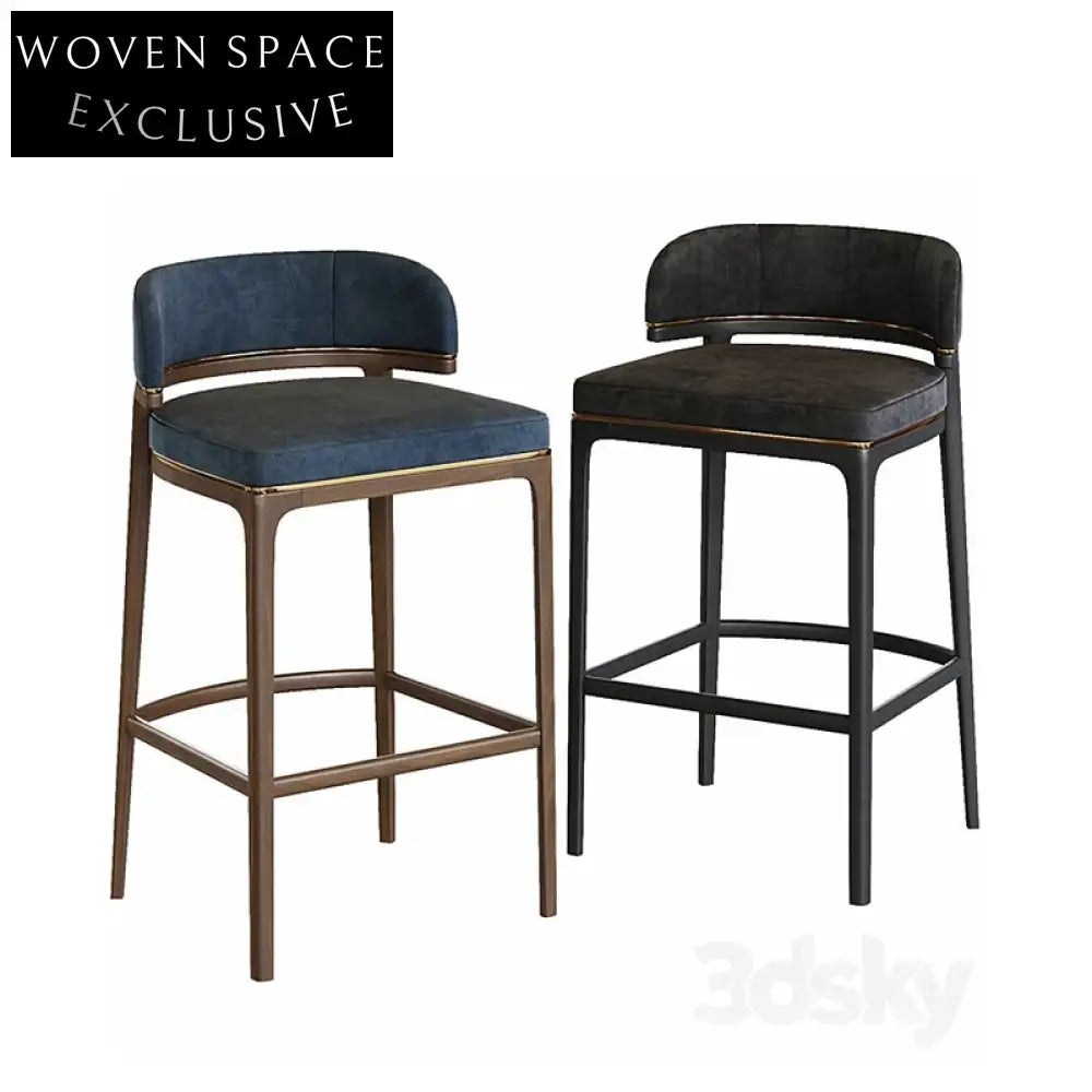 Modern Minimalist Nordic Fabric Bar Stool with Wood Base for Elegant Homes
