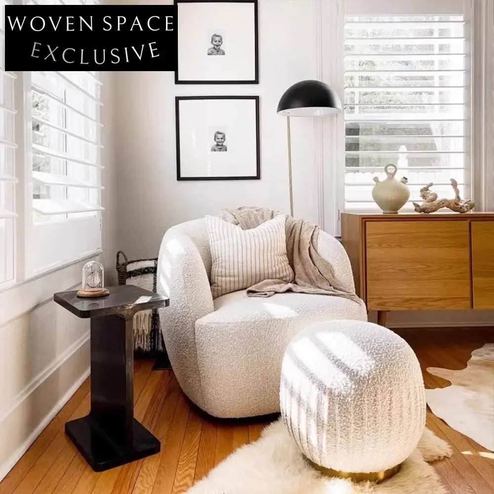 Modern Minimalist Nordic Natural Marble Round Top Side Coffee Table for Home