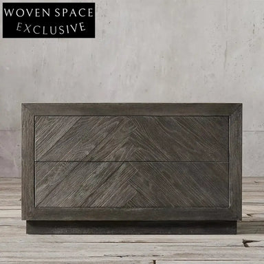 Modern Minimalist Oak Wood 2-Drawer Square Nightstand for Bedroom Home