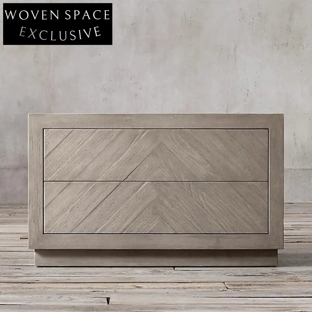 Modern Minimalist Oak Wood 2-Drawer Square Nightstand for Bedroom Home