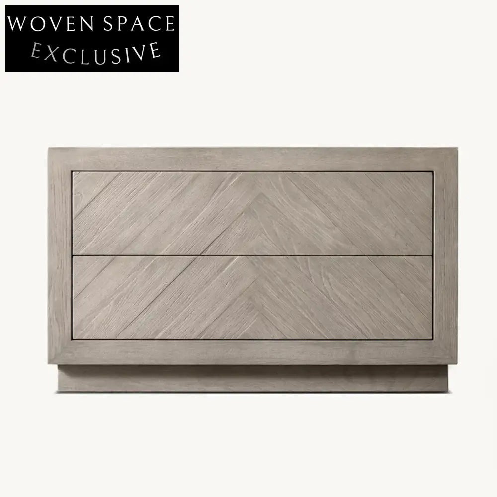 Modern Minimalist Oak Wood 2-Drawer Square Nightstand for Bedroom Home