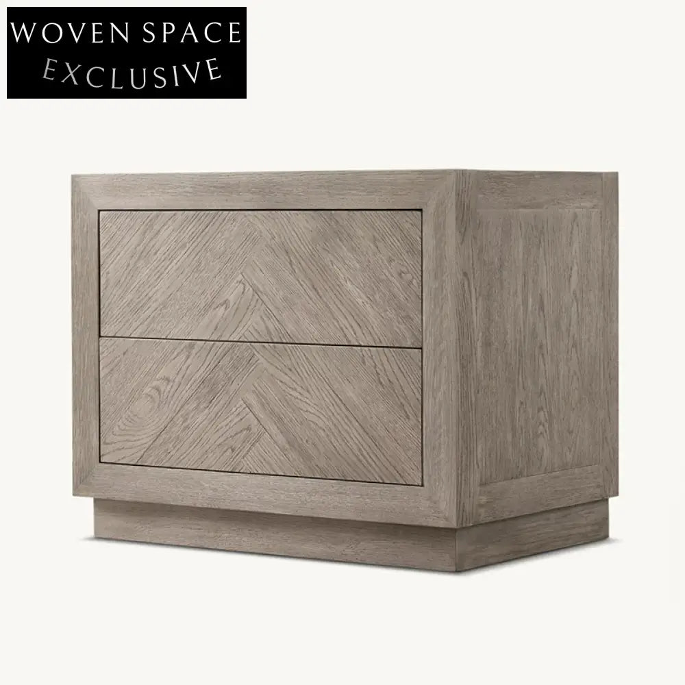 Modern Minimalist Oak Wood 2-Drawer Square Nightstand for Bedroom Home